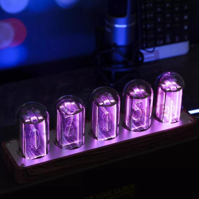 

RGB Nixie Tube Настольные часы с цифровым дисплеем Красочные световые эффекты Будильник Таймер Креативный декор стола Игровые офисные будильники