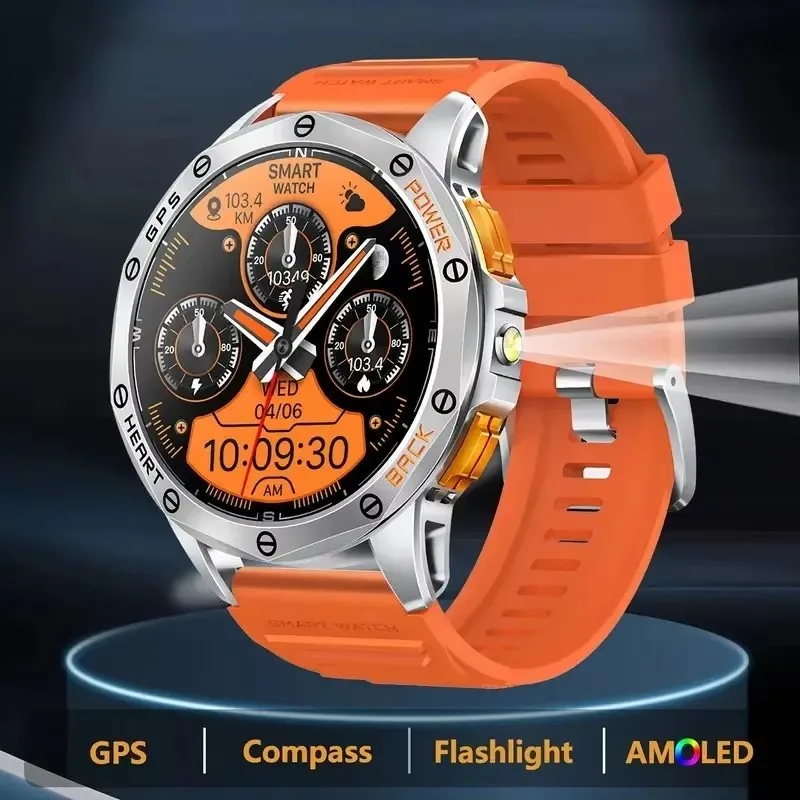 

New for Huawei XIAOMI AMOLED GPS Smart Watches Bluetooth Call Outdoor Compass LED Flashlight Sports Health Monitoring Smartwatch