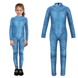 Girl Avatar Zentai Cosplay Costumes Kids Swimsuit Dress Fantasia Superhero Jumpsuits Tight Disguise Carnival Clothes