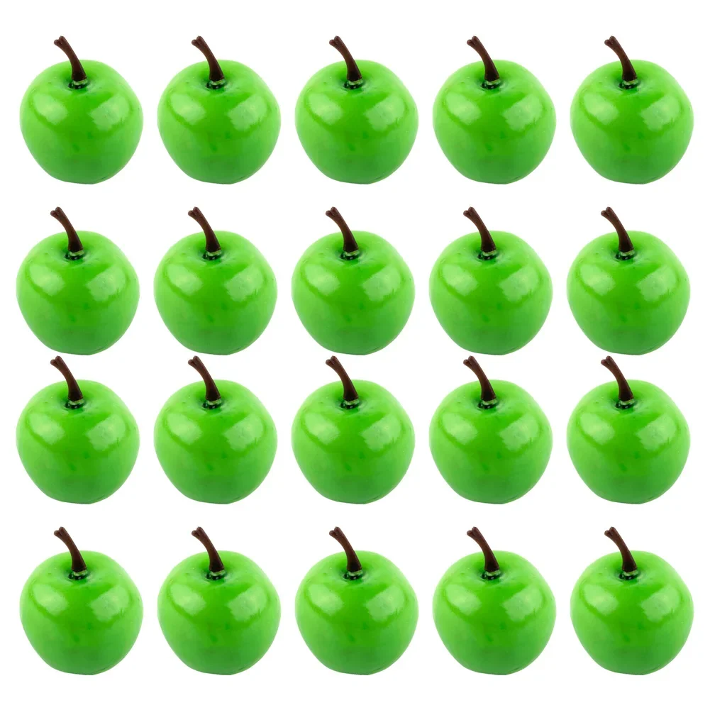 20pcs Artificial Apples Simulation Fruits Plastic Green Red Apples For Home Decors/Kitchen Tabletop Decoration/Photo Props