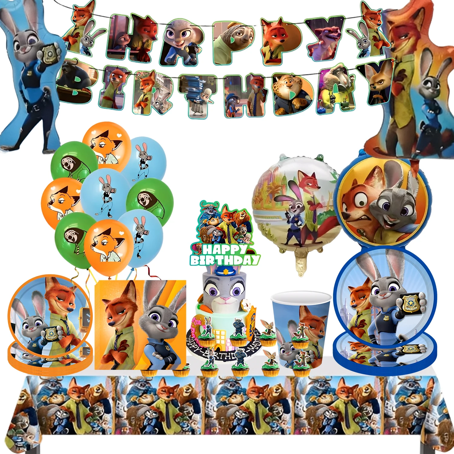 Диски Зоотопия Джуди Кролик и Ник Фокс День Рождения Одноразовые Украшения Воздушный Шар Детский Душ Детские Принадлежности