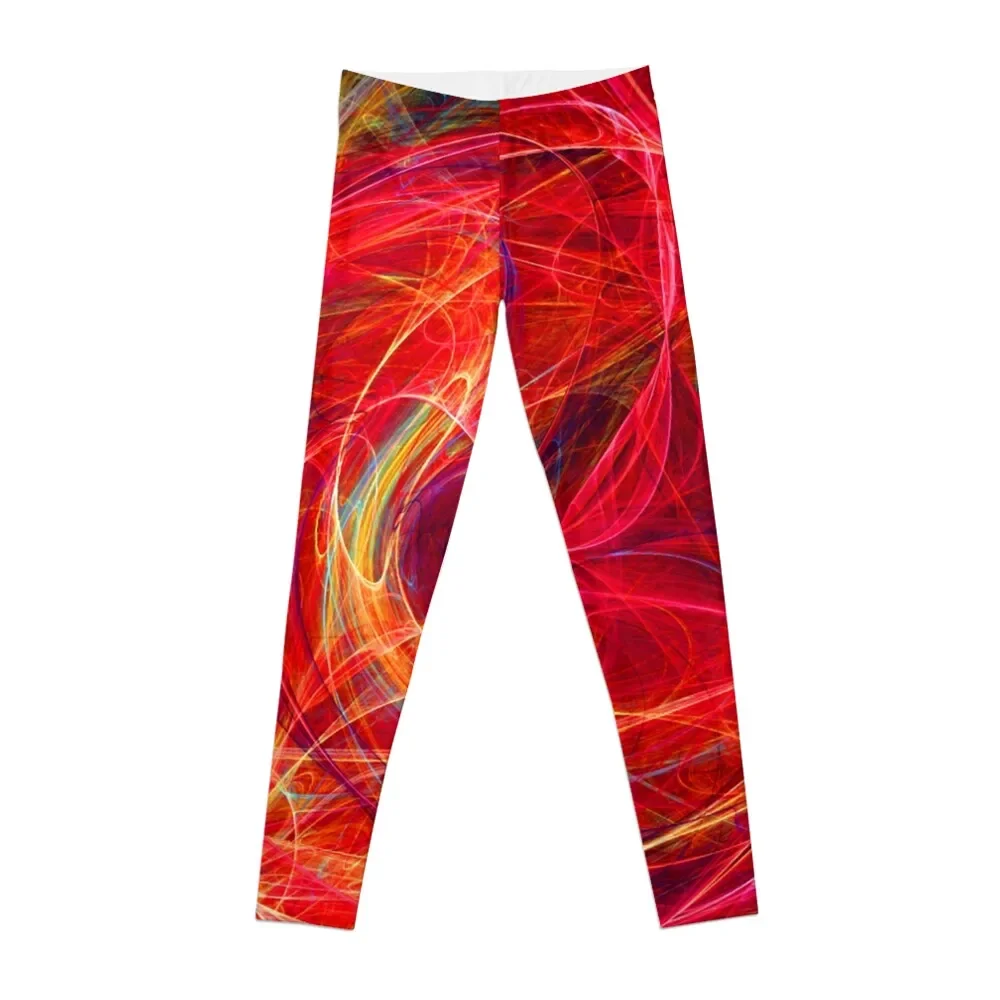 

CRAZY PHOTON Vibrant Red Brown YellowFractal Swirls Leggings gym's sportswear harem pants sport set Sweatpants Womens Leggings