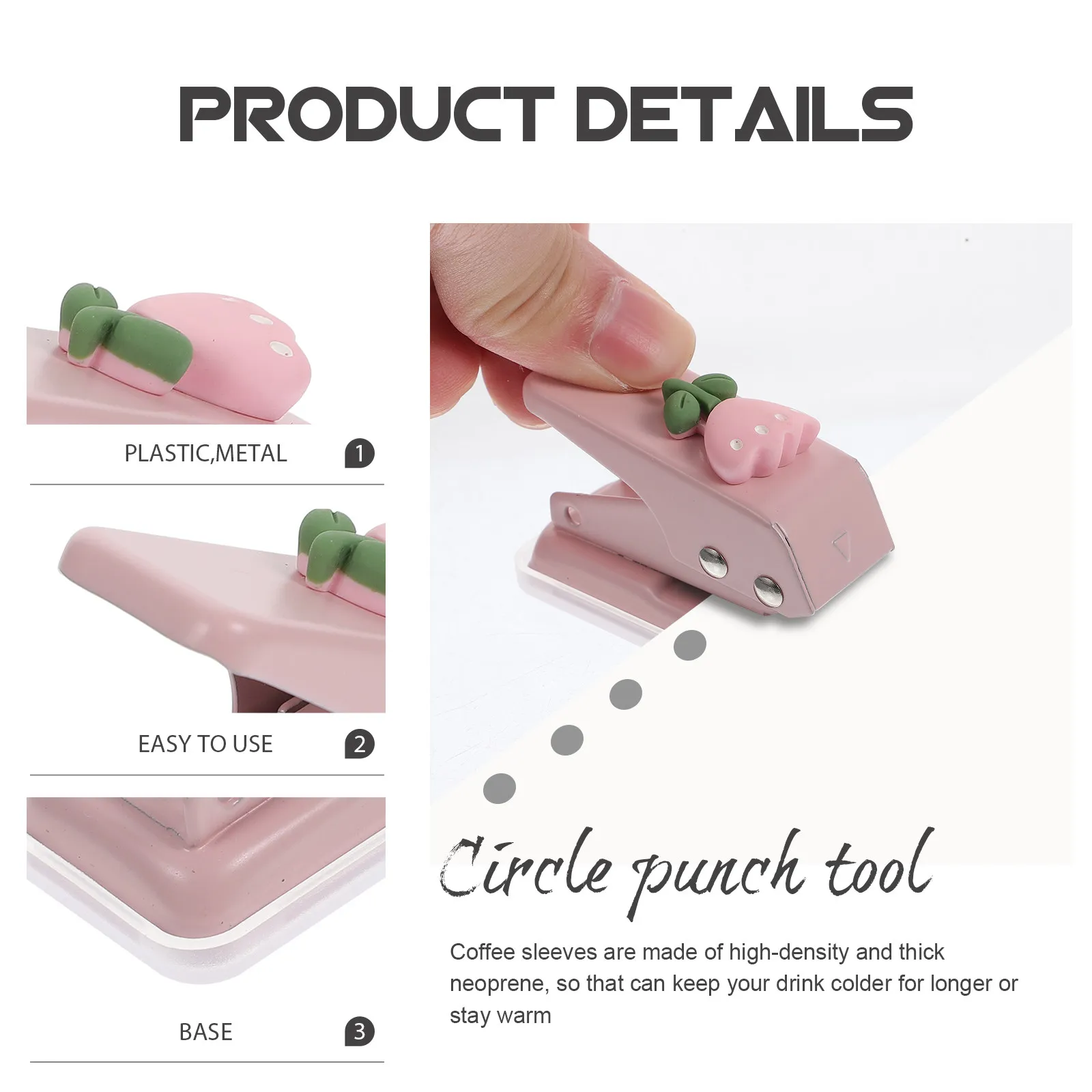 Metal and Plastic Circle Punch Tool Ergonomic Manual Paper Craft Puncher for DIY Handicrafts Cardstock Thin Metal