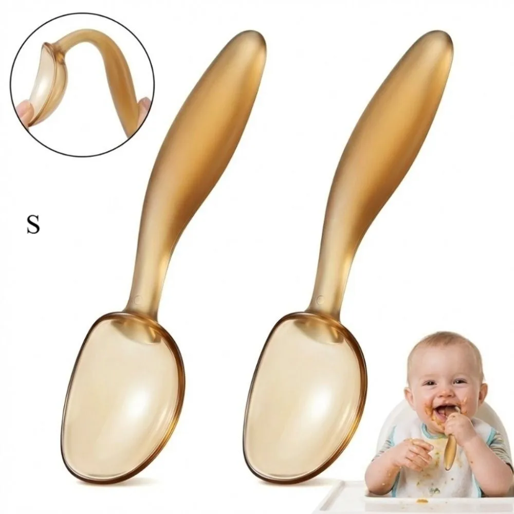 Silicone Food Spoon Soft Spoon Short Handle Learning To Eat Spoon BPA-Free Easy To Clean Children's Tableware Spoon