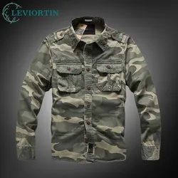 Washed Cotton Men's Shirts Jacket Spring Autumn Button Down Workwear Thin Jacket With Chest Pockets Safari Style Outwear Coats