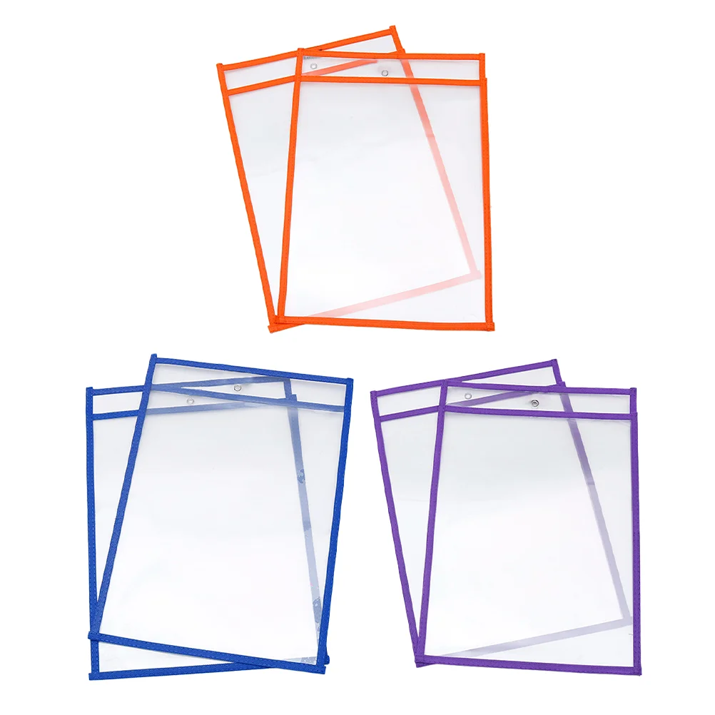 

6 Pcs Erasable Stationery Case Reusable Dry Erase Pockets Clear Calendar Sleeves Kids Classroom Folder Child