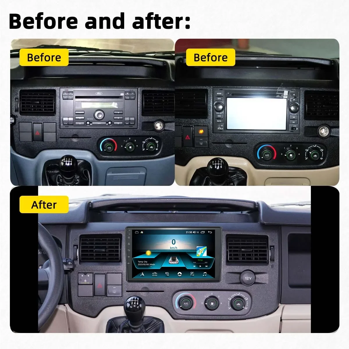 

2 DIN Car Radio Android 14 CarPlay & Andriod Auto For Ford New Transit 2009-2019 Intelligent System Multimedia Player Head Unit