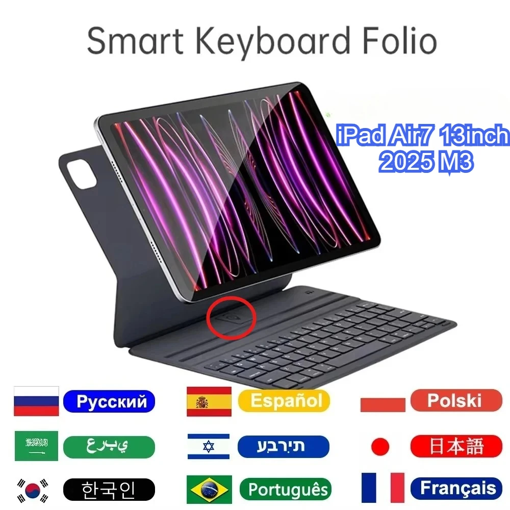 

Умный портативный чехол Magic Keyboard для iPad 11th A16 Air7 11 13 10th 6/5 10.9 Pro11 12,9, крышка клавиатуры с батарейками типа «таблетка»