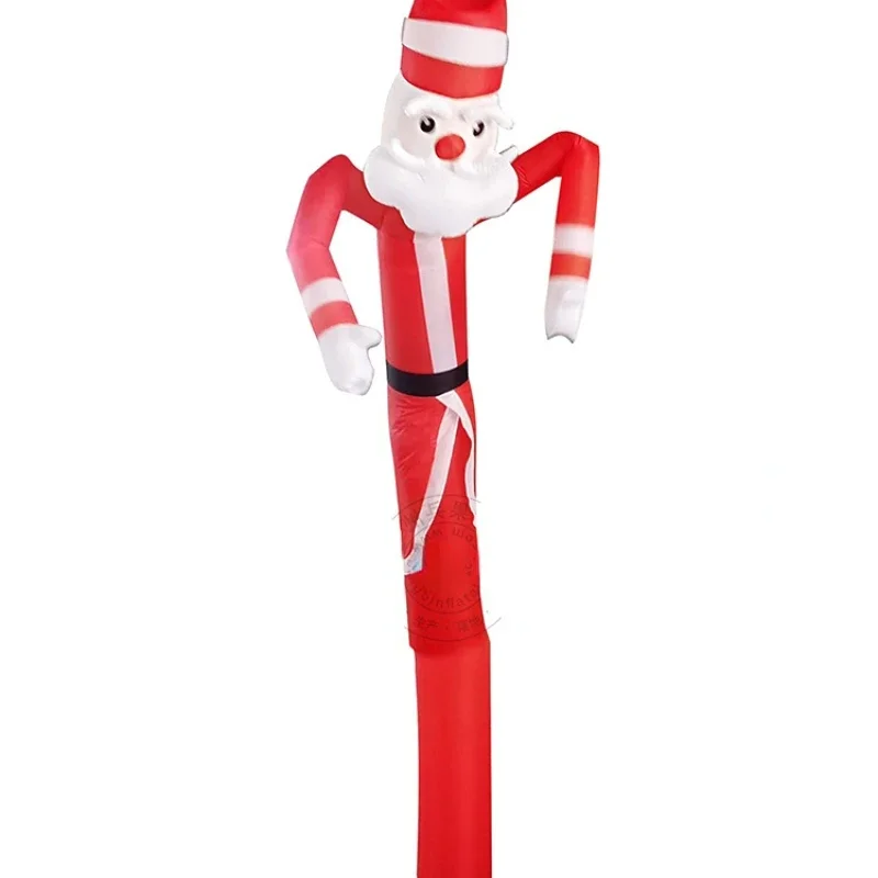 Inflatable cartoon Santa Claus waving in the air in outdoor shopping mall for Christmas decoration