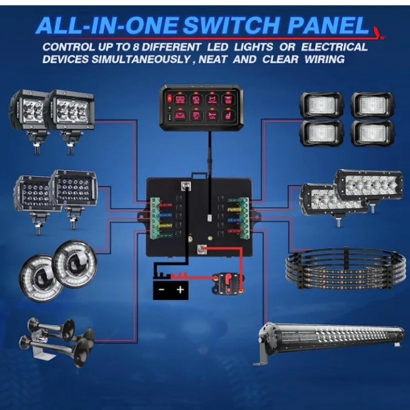 لوحة مفاتيح تعمل باللمس مكونة من 12 مفتاحًا مناسبة لتعديل RV Jeep Yacht RGB قابلة للتعديل بلون اثني عشر مفتاحًا