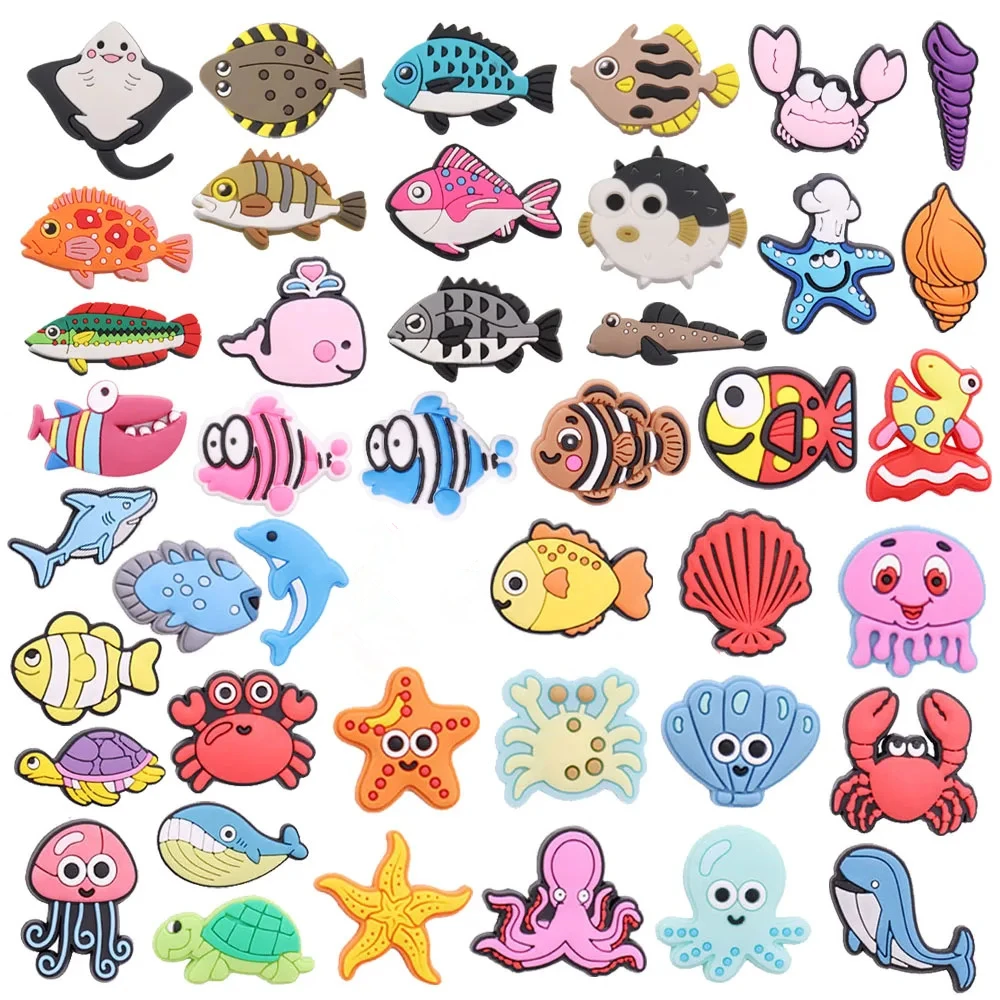 1Pcs Starfish Fish Crab Marine Life Boys Girls Jellyfish Shoes Button Charms Decorations Fit Lovely Holiday Present