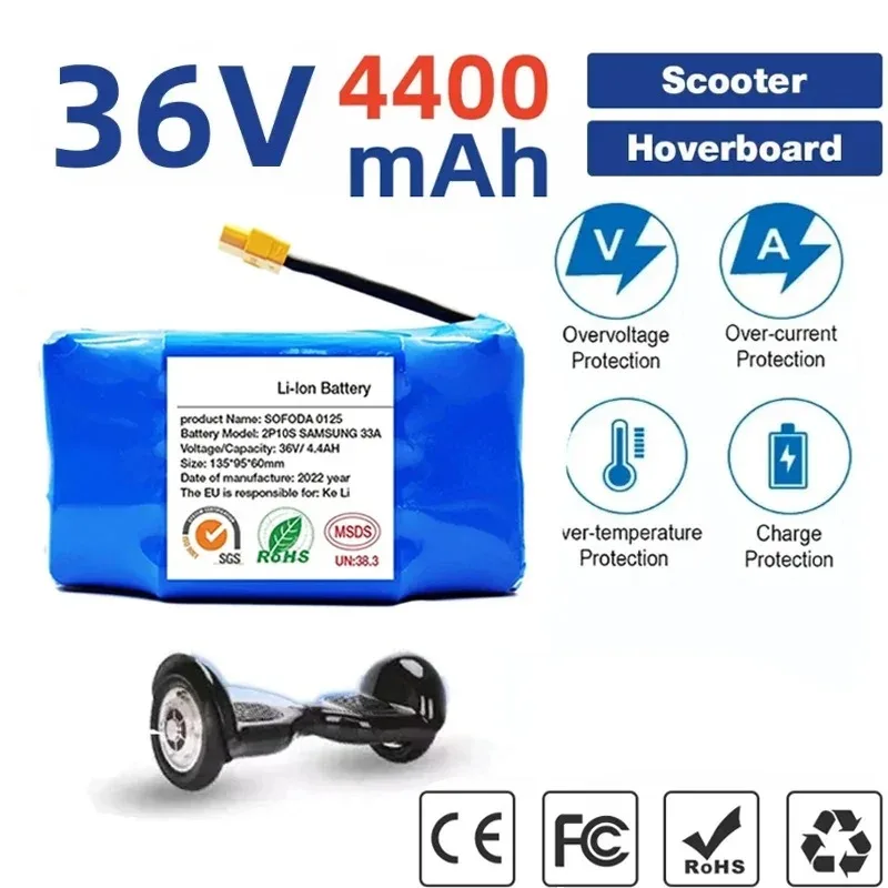 

36V10S2P Battery Hoverboard Rechargeable Li-ion Battery Pack Li-ion Cell for Electric Self Balance Scooter Hoverboard Unicycle