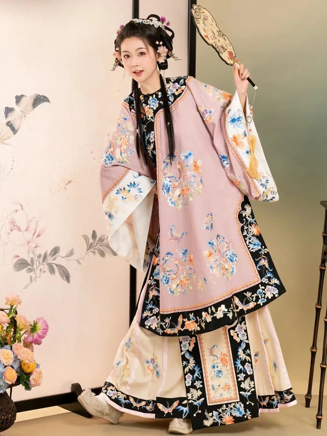 

Adult Role-playing Chinese folk Hanfu womens clothing round-neck ethnic costume printed horse face skirt autumn edition