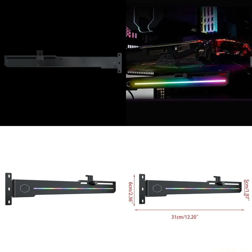 

Graphics Card Bracket RGB Vertical Support Frame ARGB Sync Card Sag Holder/Holster BracketAdjustable Length Height