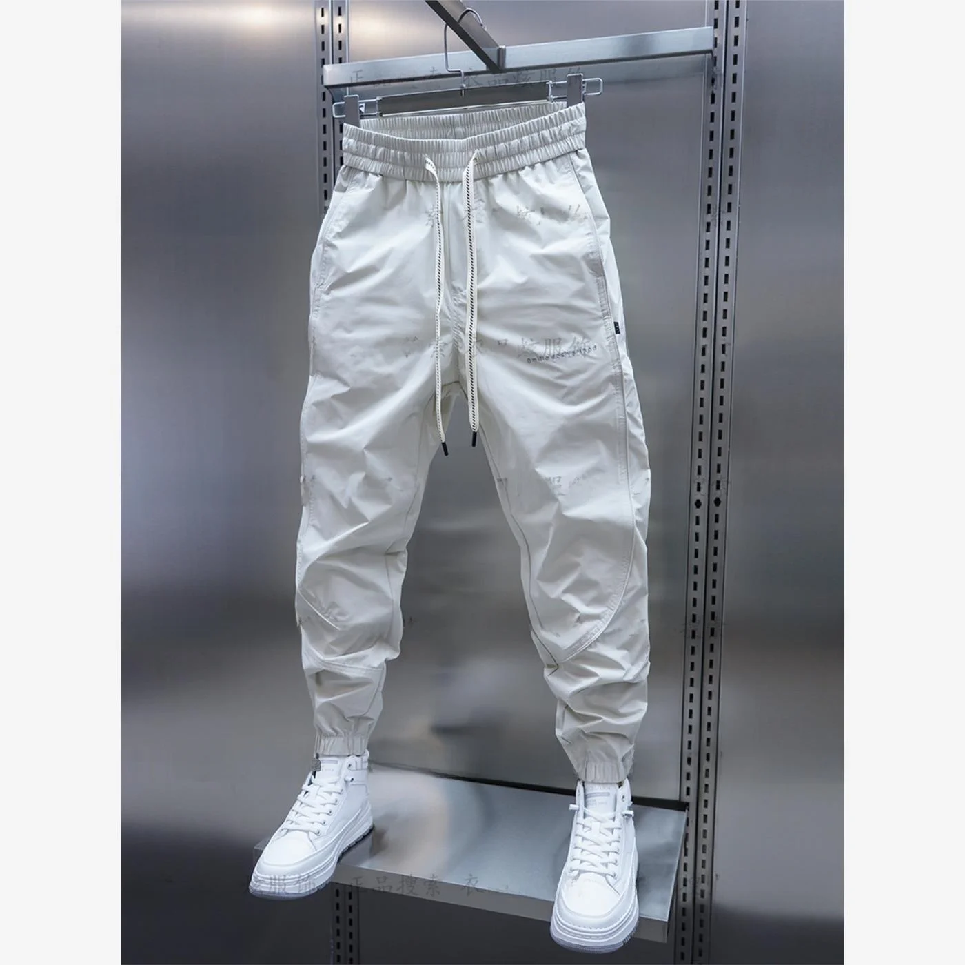 

American Sle Qui Dry Cuffed Casual Pants Men Summer Thin Faion New Pure Color Blo Elastic Waist Slim Fit Youthful