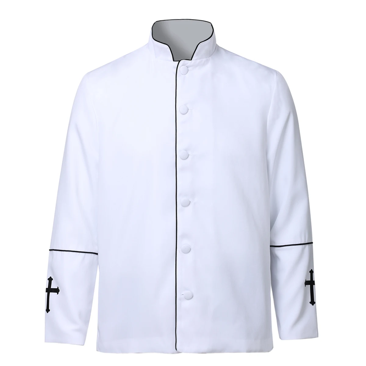 Men Priest Jacket Uniform Catholic Church Cross Pastor Minister Choir Costume
