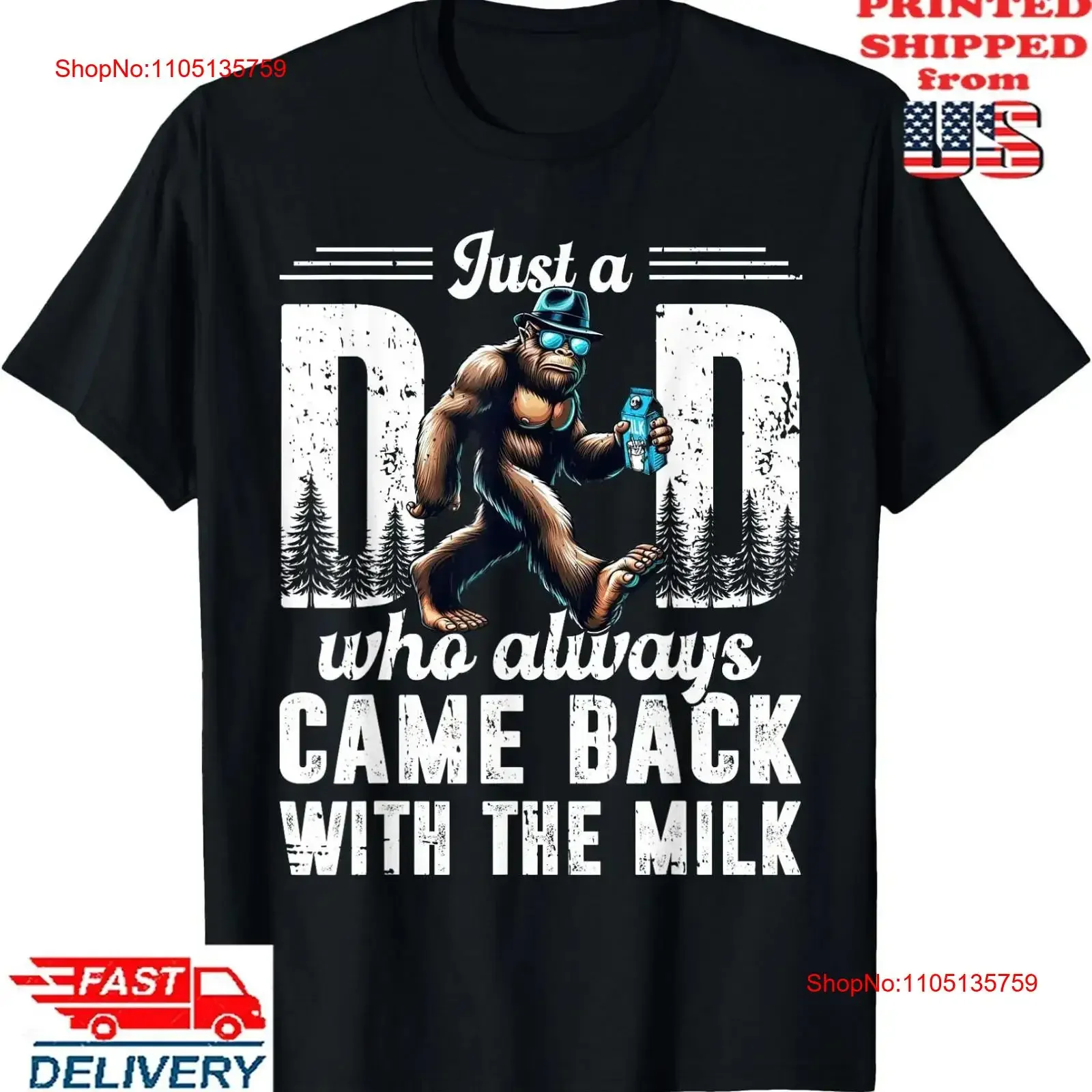 

Футболка «День отца» Just A Dad Who Always Came Back With The Milk, винтажная стираная повседневная универсальная уличная одежда, дышащая