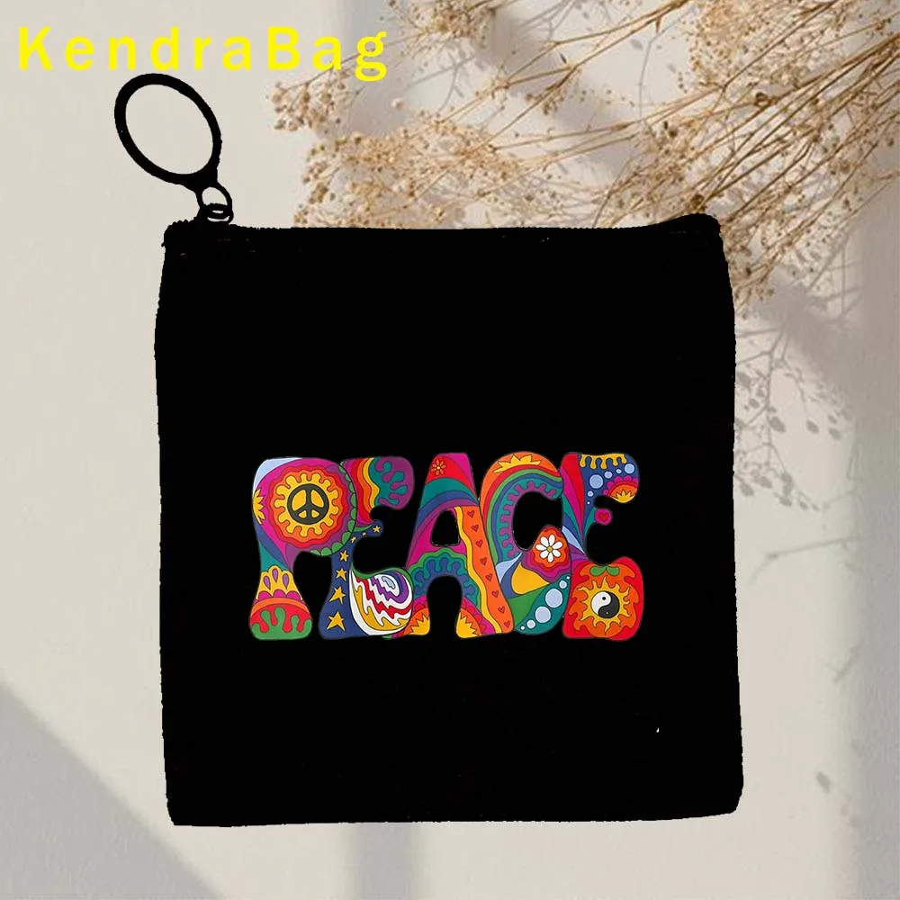 Celestial mosaik matahari bulan Psychedelic Trippy ajaib jamur taman Buddha kunci dompet koin Eco tas kanvas dompet ritsleting hadiah