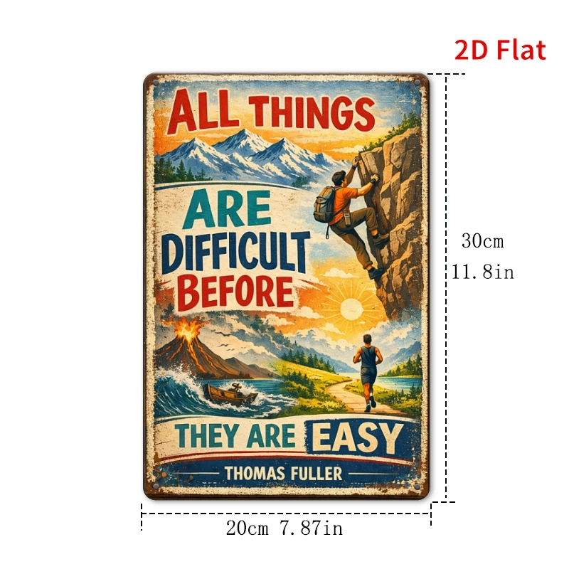 CIFBUY Motivational Aluminum Wall Art Waterproof Durable Climbing Sign for Home Gym Office Athletes Gift