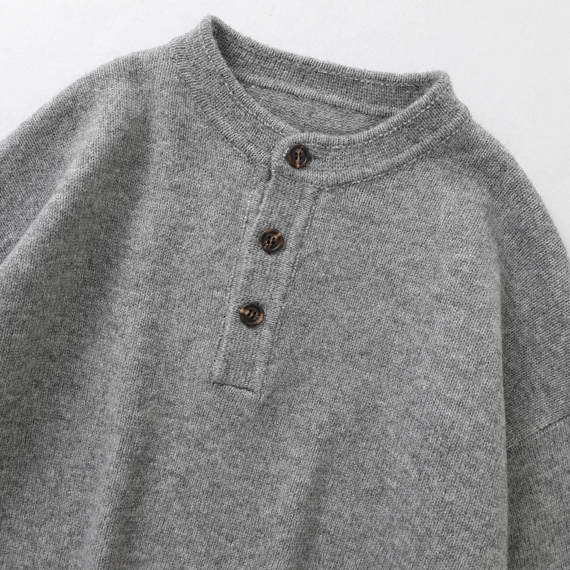 Maglione da uomo in misto lana lavorata a maglia Trade King Colletto Henry Caldo autunno inverno Faion Comodo top lungo Sve delicato sulla pelle