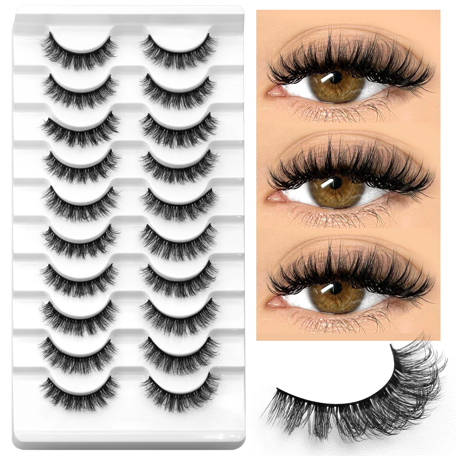 VELTRINAY Faux Mink Cat Eye False Lashes - 3D Wispy Fluffy Set 2