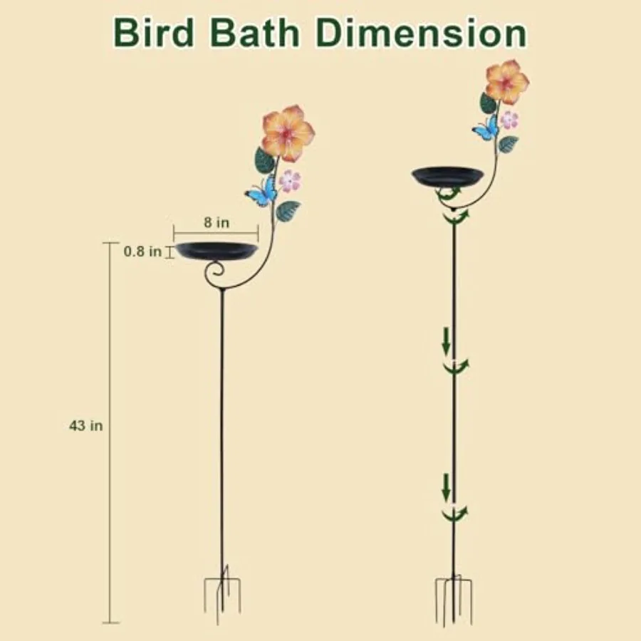 【Spot goods】Small Metal Bird Bath for Outside 8" Dia Bowl Bird Baths Feeder Bowl for Outdoors Standing Birdbaths and Birdfeeder view 3