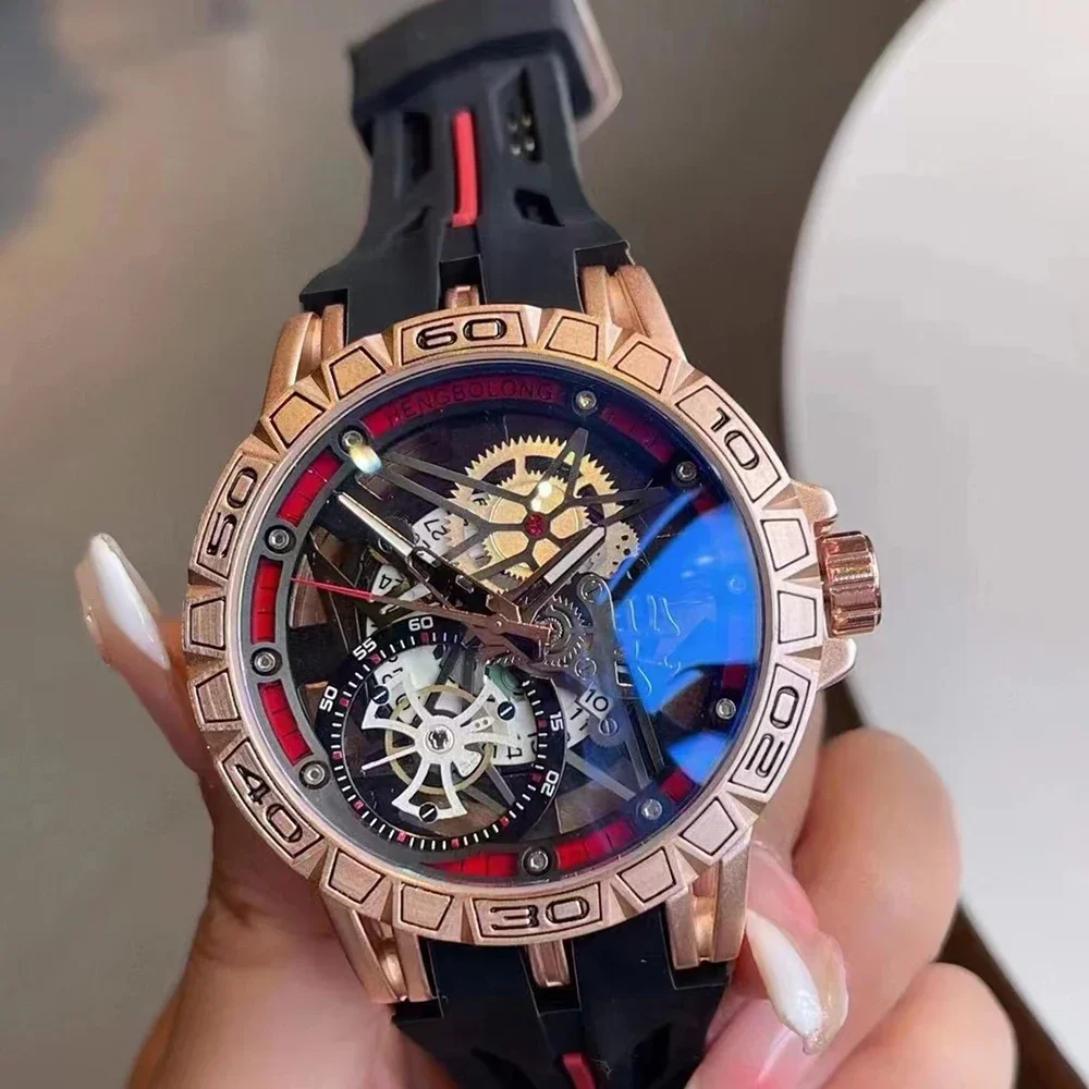 

Luxury 3D Quartz Men Watches Creative AAA Cool 49mm Big Dial Rubber Strap Waterproof Original Wristwatch Clock Relogio Masculino