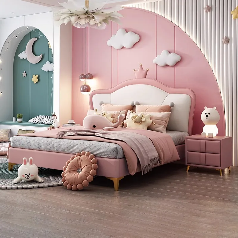 

Роскошная детская мягкая сумка принцессы со спинкой, простая подростковая кровать для спальни