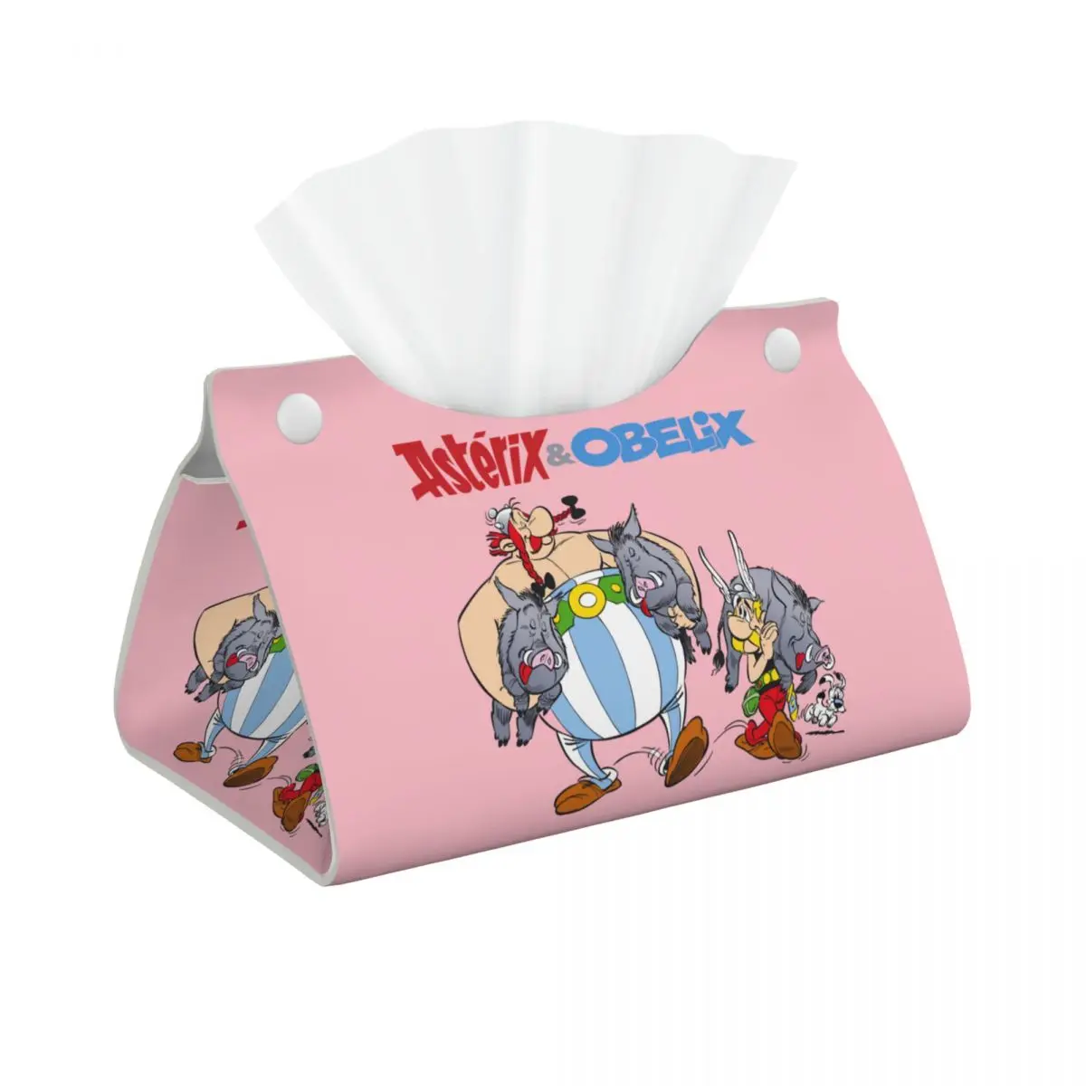 Custom Asterix And Obelix Hunting Tissue Box Cover PU Leather Rectangular Funny Anime Cartoon Facial Tissues Holder for Office