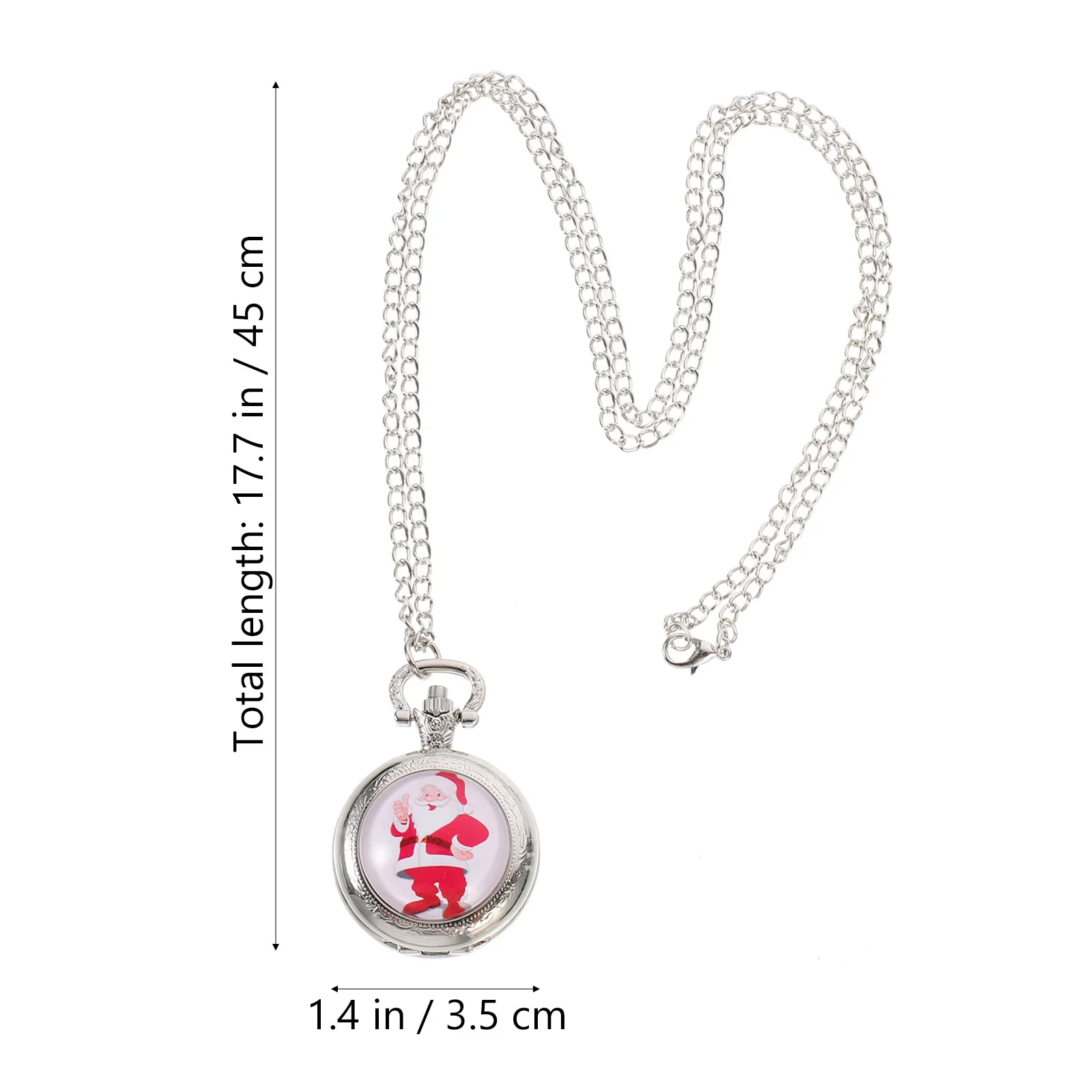 1 pc Vintage Pocket Christmas Alloy Retro Xmas Theme Hanging Watch Durable Santa Pattern Timepiece Gift Decorative