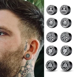 Gothic Punk Nordic Viking Men Women Strong Magnet Magnetic Earrings Stainless Steel Non Piercing Ear Studs for Boyfriend