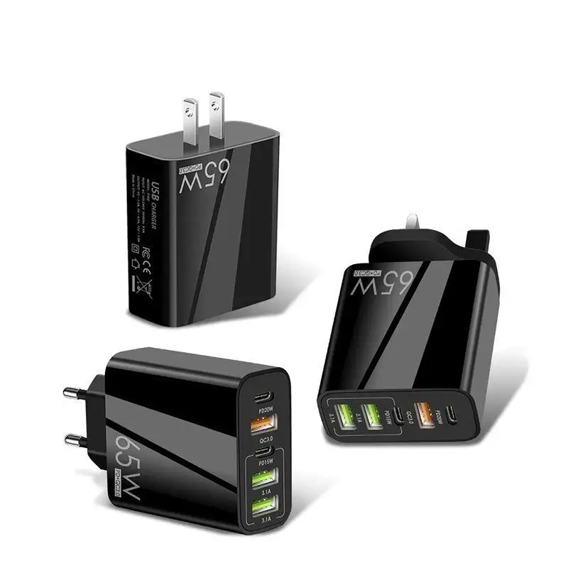 65W USB C MultiPort Wall Charger PD QC3.0 Fast Charging Universal Plug for Phone Laptop Travel Home Daily Use