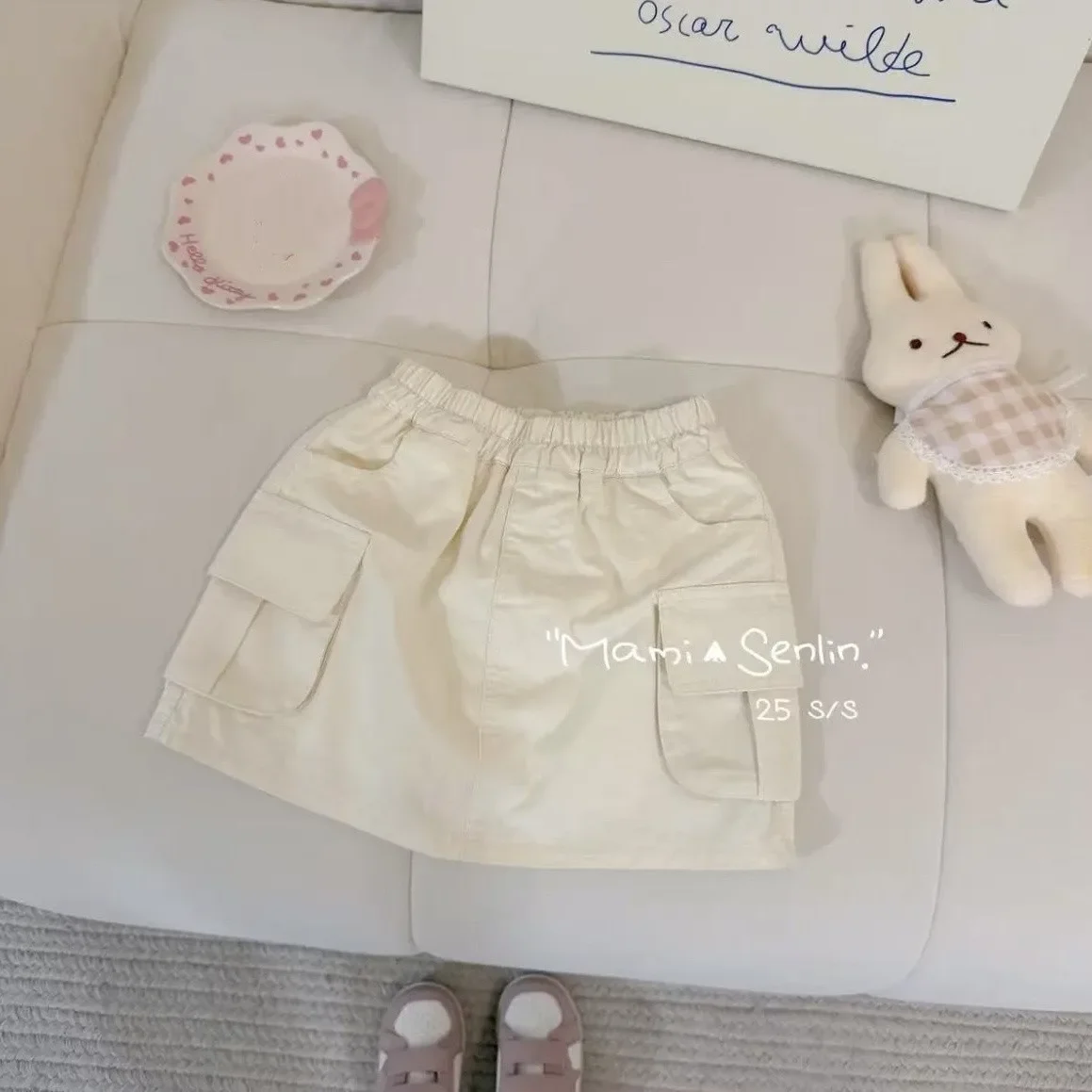 Spring and Autumn Girls' Set 2026 New Korean Version Children's Checkered Shirt Tank Top Short Skirt Three-Piece Set