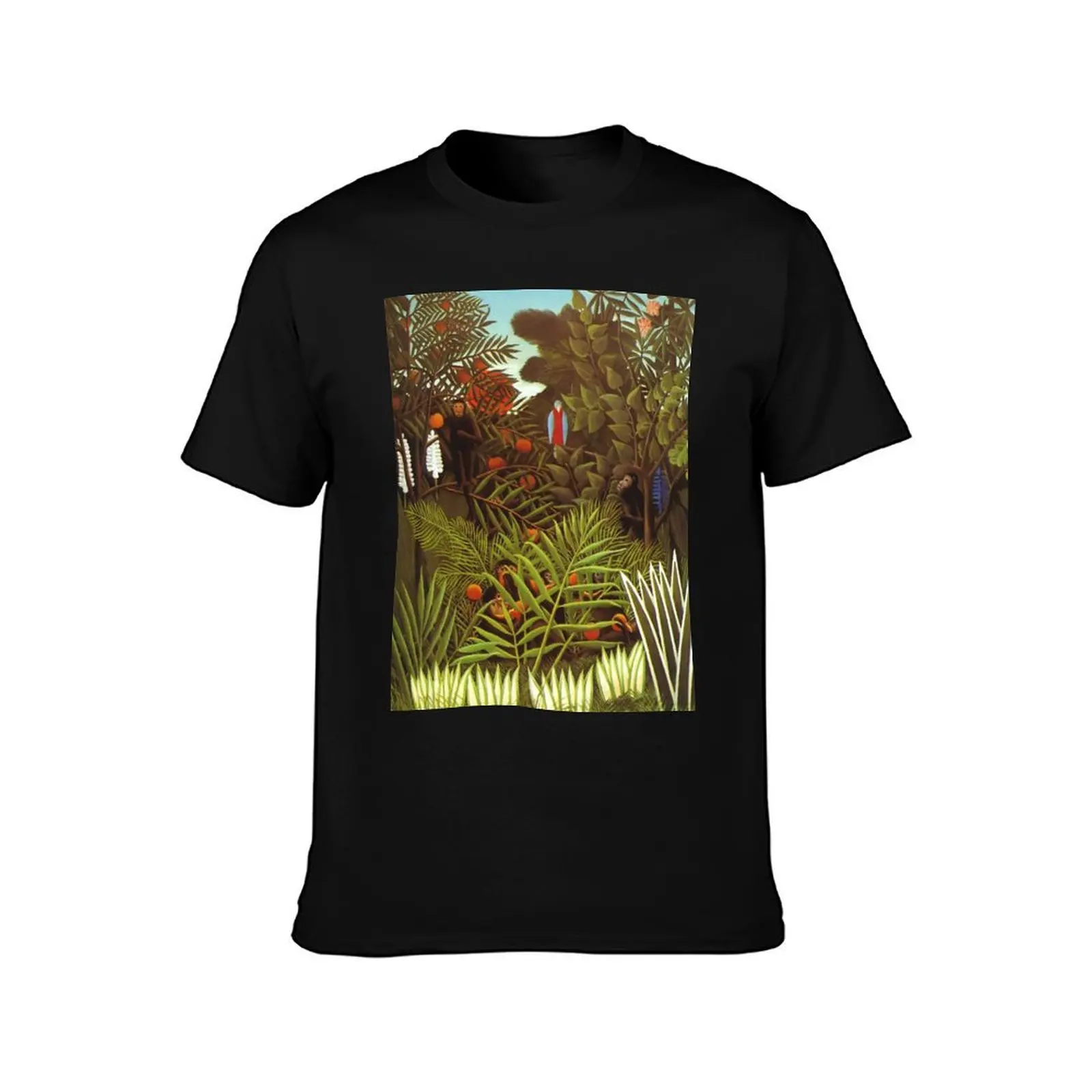 Henri Rousseau Exotic landscape 1908 T-Shirt Summer Casual Cotton Tee Oversized Streetwear Tops Vintage Graphic Print