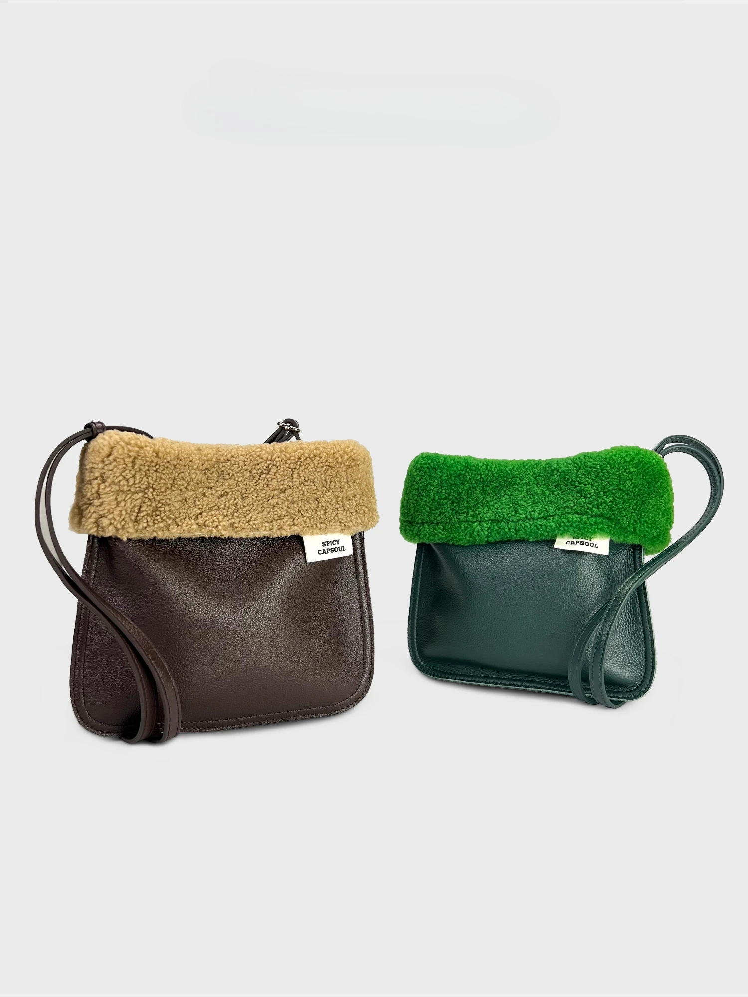 Lamb wool tote mobile phone bag, women's bag.