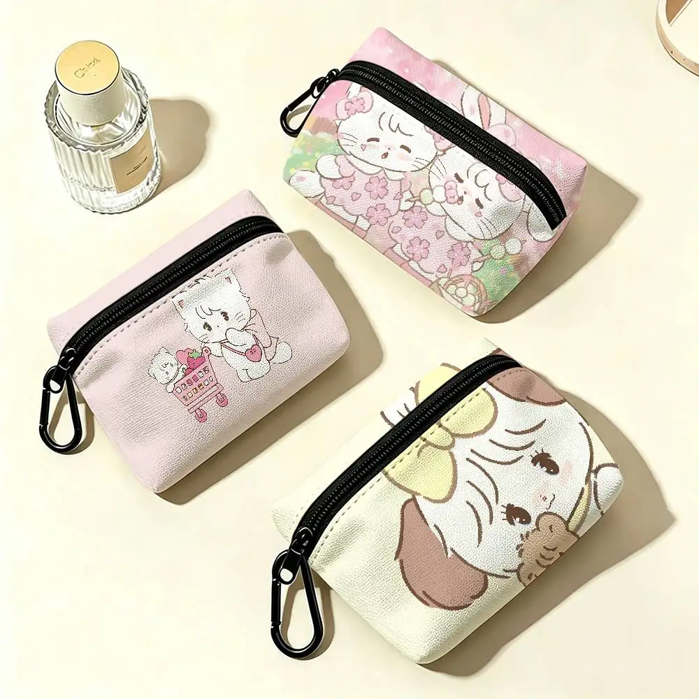 Cute M-Mikko I-Illustrations Oxford Fabric Mini Coin Wallet Smooth Zipper Hanging Design Multi-use Small Storage Bag For Travel
