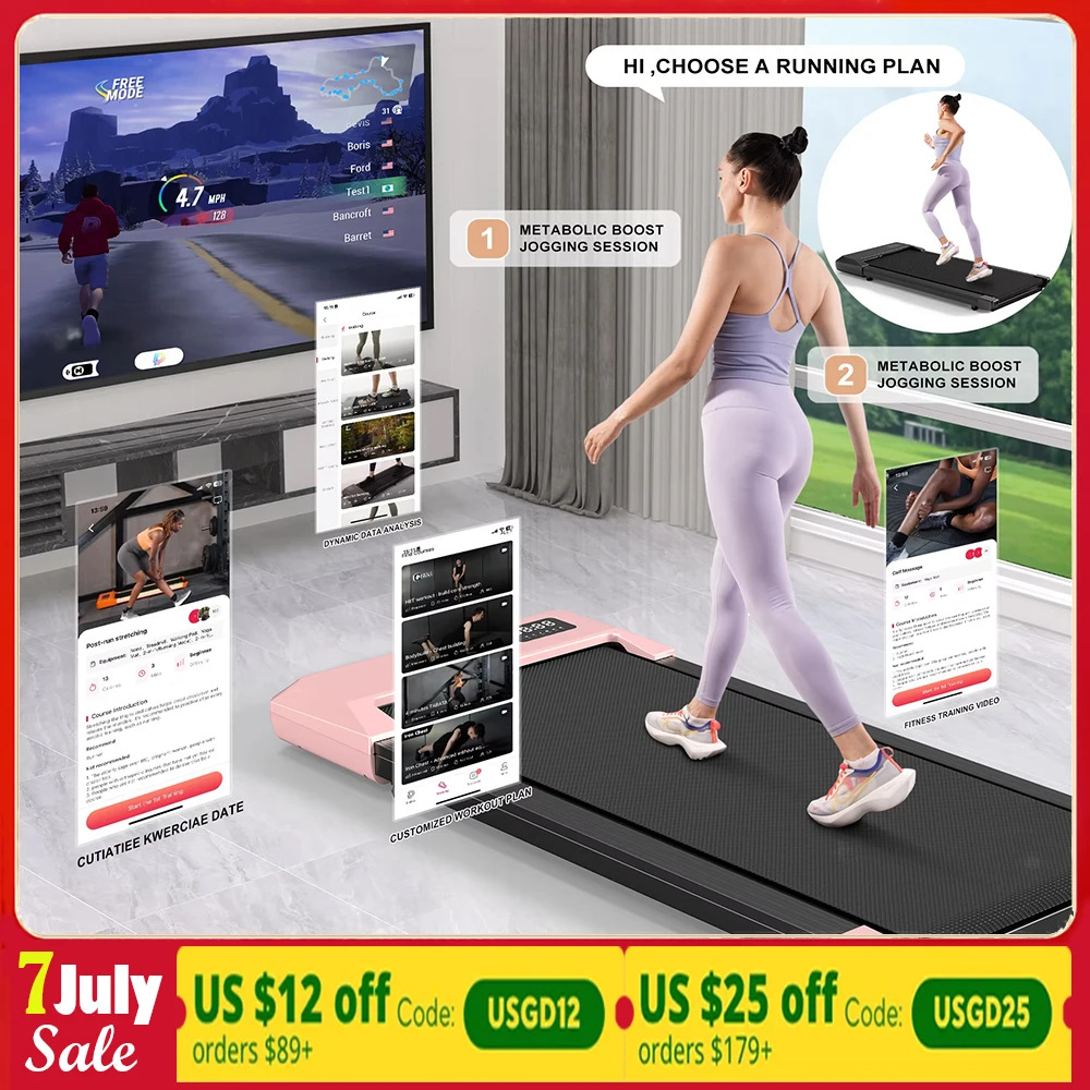 

2in1 Run-Walking Pad Small Treadmill for Home&Office Under Desk Treadmill with LED Display 45db Quiet Portable Mini Treadmill