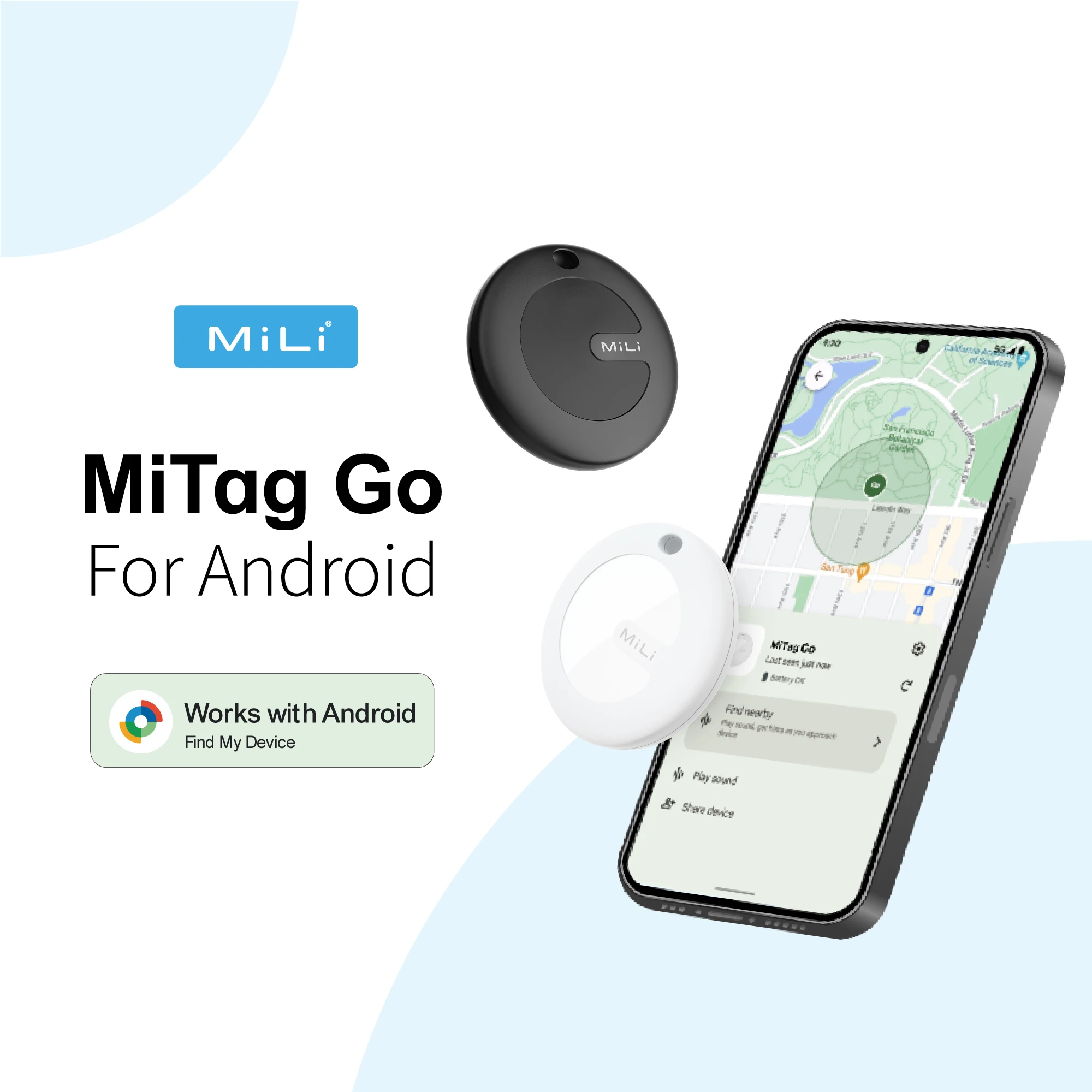 MiLi MiTag Go GPS Bluetooth Tracker For Android Item Finder and Pet Locator Work With Google Find My