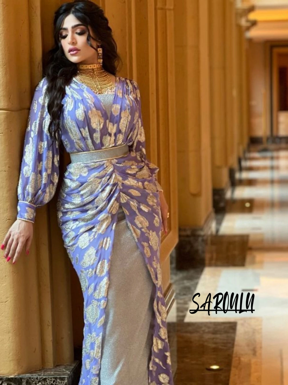 Abaya Hip Hugging Gilding Evening Dress Customized Elegant Sexy Dance Party Robe Kaftan Stylish Women Muslim Gown Fast Shipping