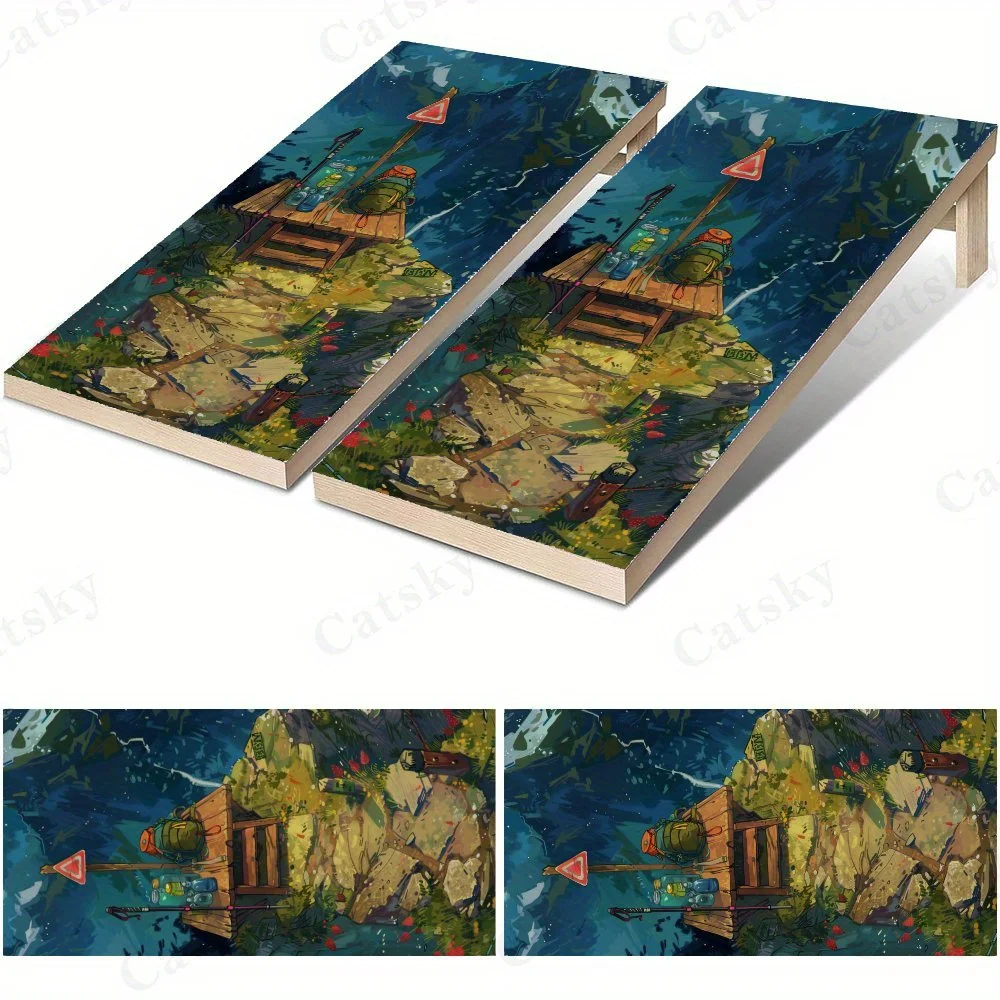 

Mountain Camp Waterproof Cornhole Board Vinyl Wraps, PVC Outdoor Game Board Design, Perfect for Sports & Leisure Activities, Dur