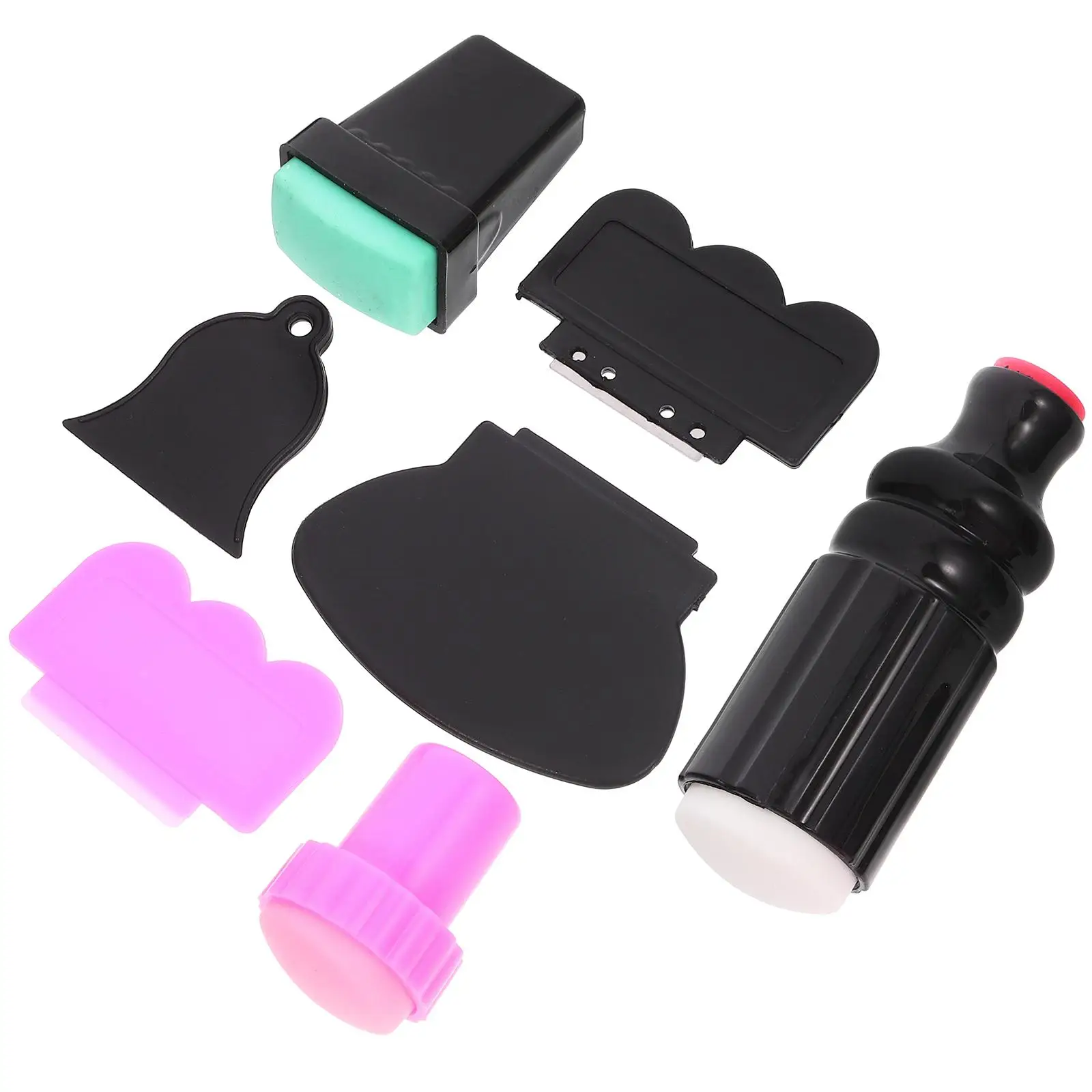 7 pezzi adesivi timbri per unghie art stampaggio gel stencil strumenti kit manicure stamper