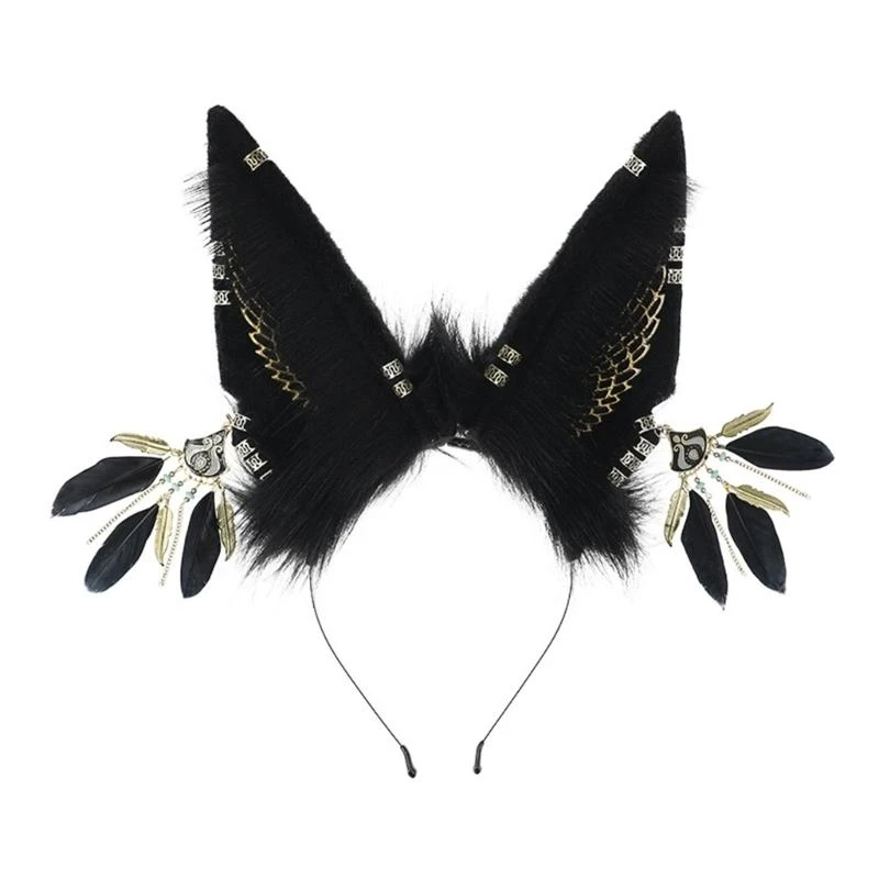 

5asd Sheep Ears Cosplay Hair Hoop with Dangle Jewelry Woman Teens Headband for Live Broadcast Carnivals Hairband
