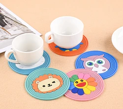 Silicone Anti Slip Heat Resistent Cup Mat Drink Coaster Cute Animals Cartoon Coaster Placemats Mugs Cover Table Decor