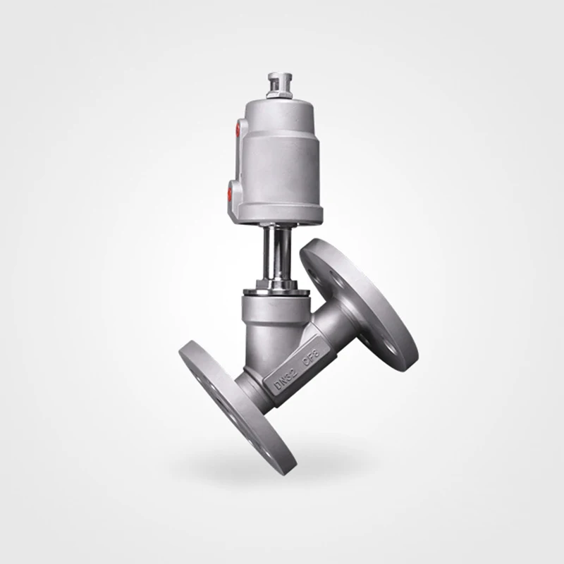 Válvula de Assento do Ângulo do Atuador Pneumático Normalmente Perto Dn15-dn65 Válvula de Corte de Flange Corpo de Alta Temperatura para Vapor ss 304