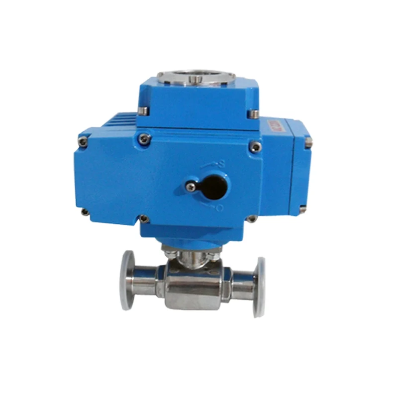 Electric sanitary ball valve Q981F clamp type quick-fitting straight-through food stainless steel quick-connect valve 220V 4-20m