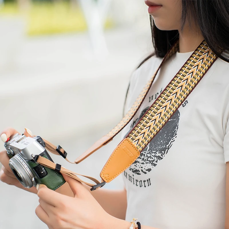 Retro Ethnic Style Camera Shoulder Strap 142cm Adjustable length DSLR Camera Strap Top Nylon Quick Release Hand knitting Straps