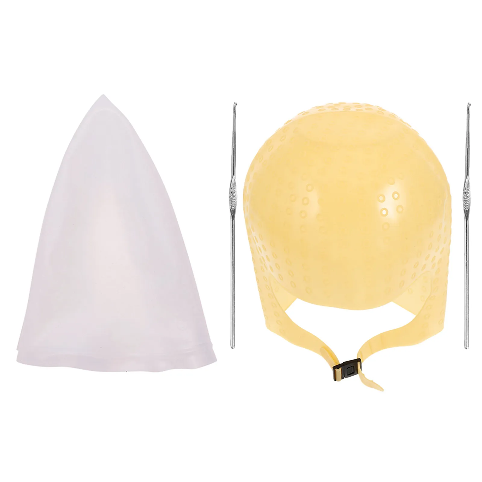 

2Pcs Silicone Hair Highlighting Cap Reusable Dye Cap with Needle Pre-Punched Holes for Pull-Through Coloring At Home Salon Use