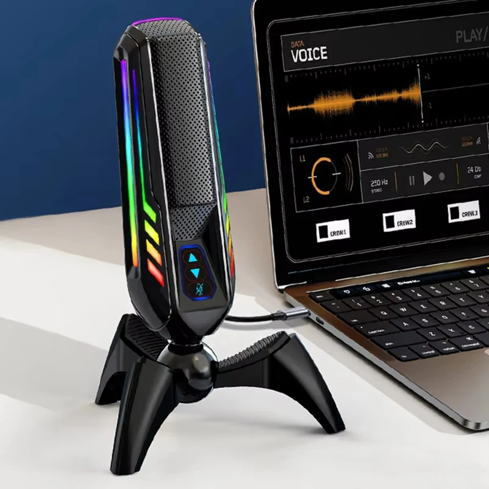 NEW HK4 RGB Gaming Microphone Professional Live Streaming Condenser Desktop USB Noise Cancelling Podcast Microphone