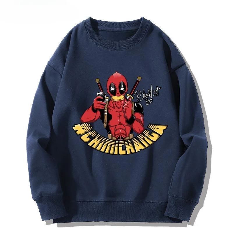 Marvel Deadpool 2024 New Fashion Trend Men\'s Pure Cotton Hoodie Fun Deadpool Figure Print Sweatshirt for Both Men and Women