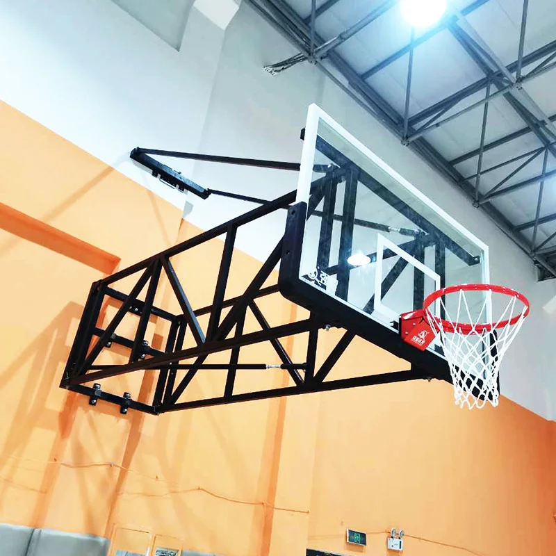 Factory Supply Glass Backboard Basketball Hoop 10' Wall Mounted Basketball Backboard With Rim